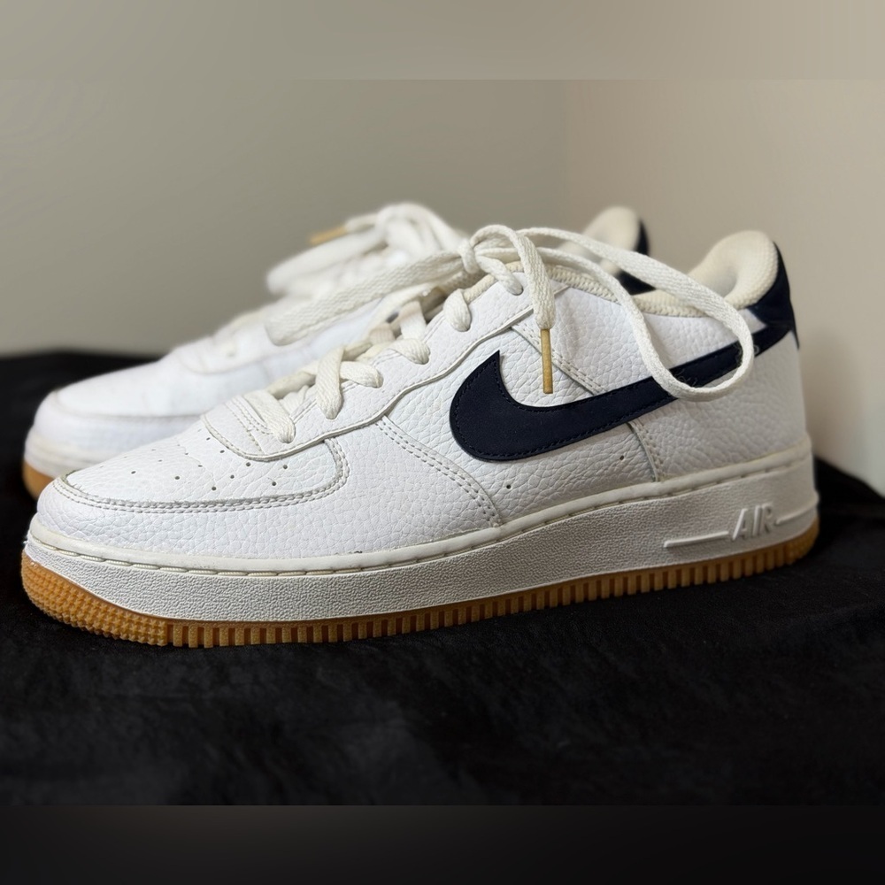 Nike Air Force 1 Low Gs “White Obsdian” Basketball Sneaker size 7Y - Picture 8 of 12